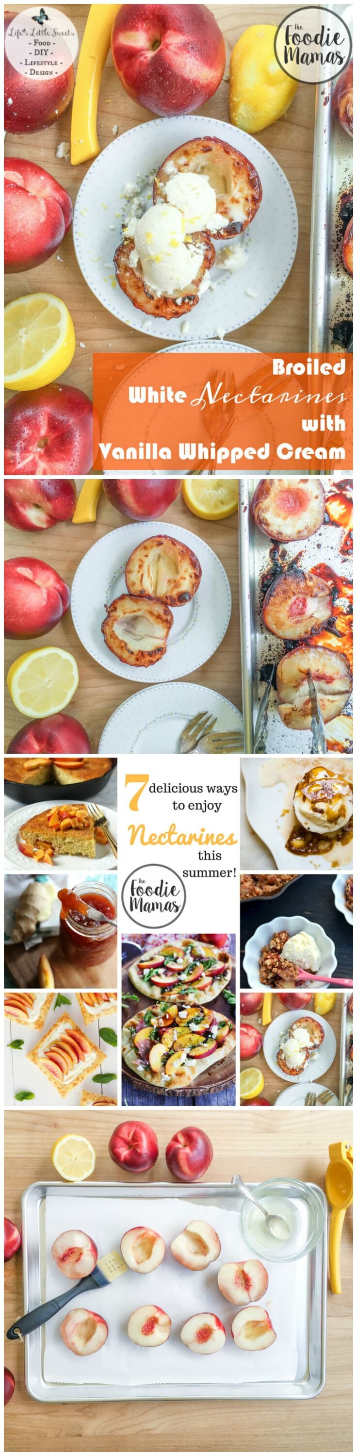 Broiled White Nectarines with Vanilla Whipped Cream FoodieMamas