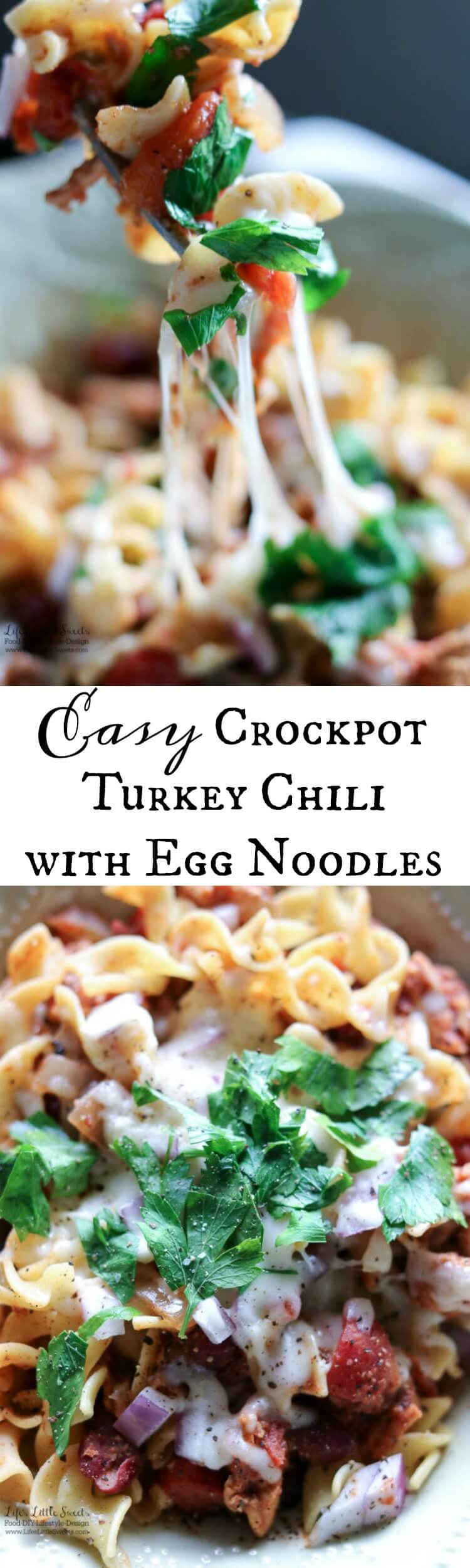 Easy CrockPot Turkey Chili with Egg Noodles Dinner Recipe Slow