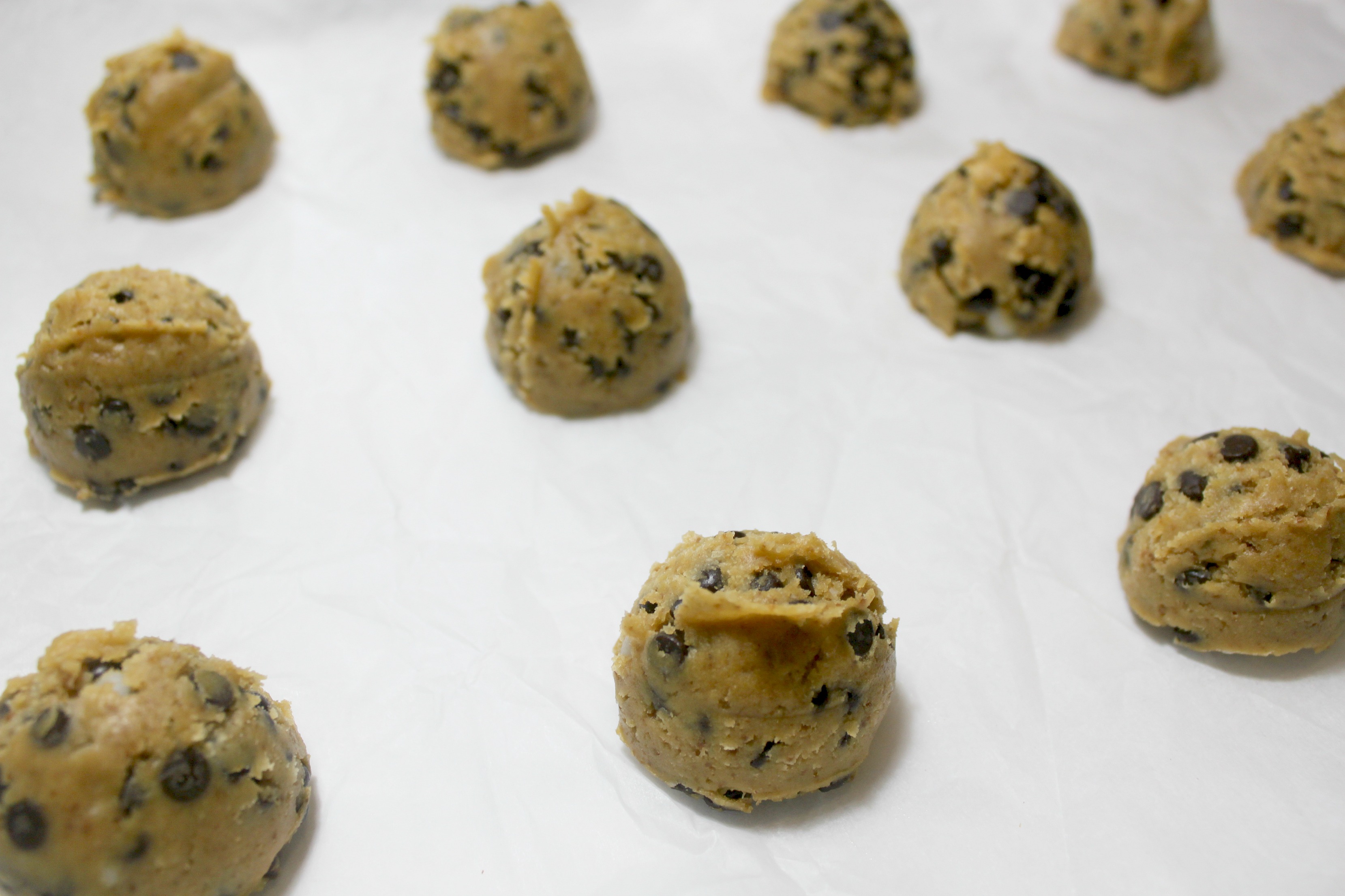 Chocolate Chip Cookie dough balls (DF + SF) process photo