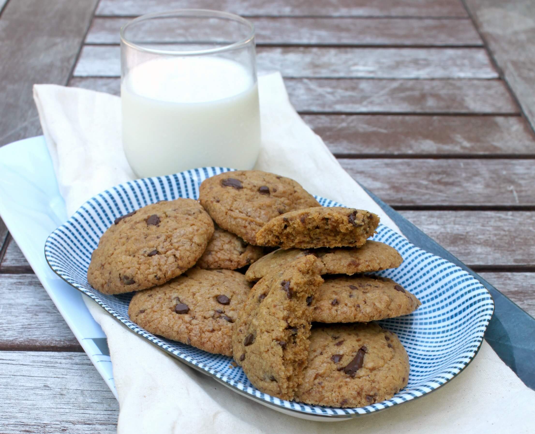 Dairy-Free + Soy-Free Chocolate Chip Cookies on a plate