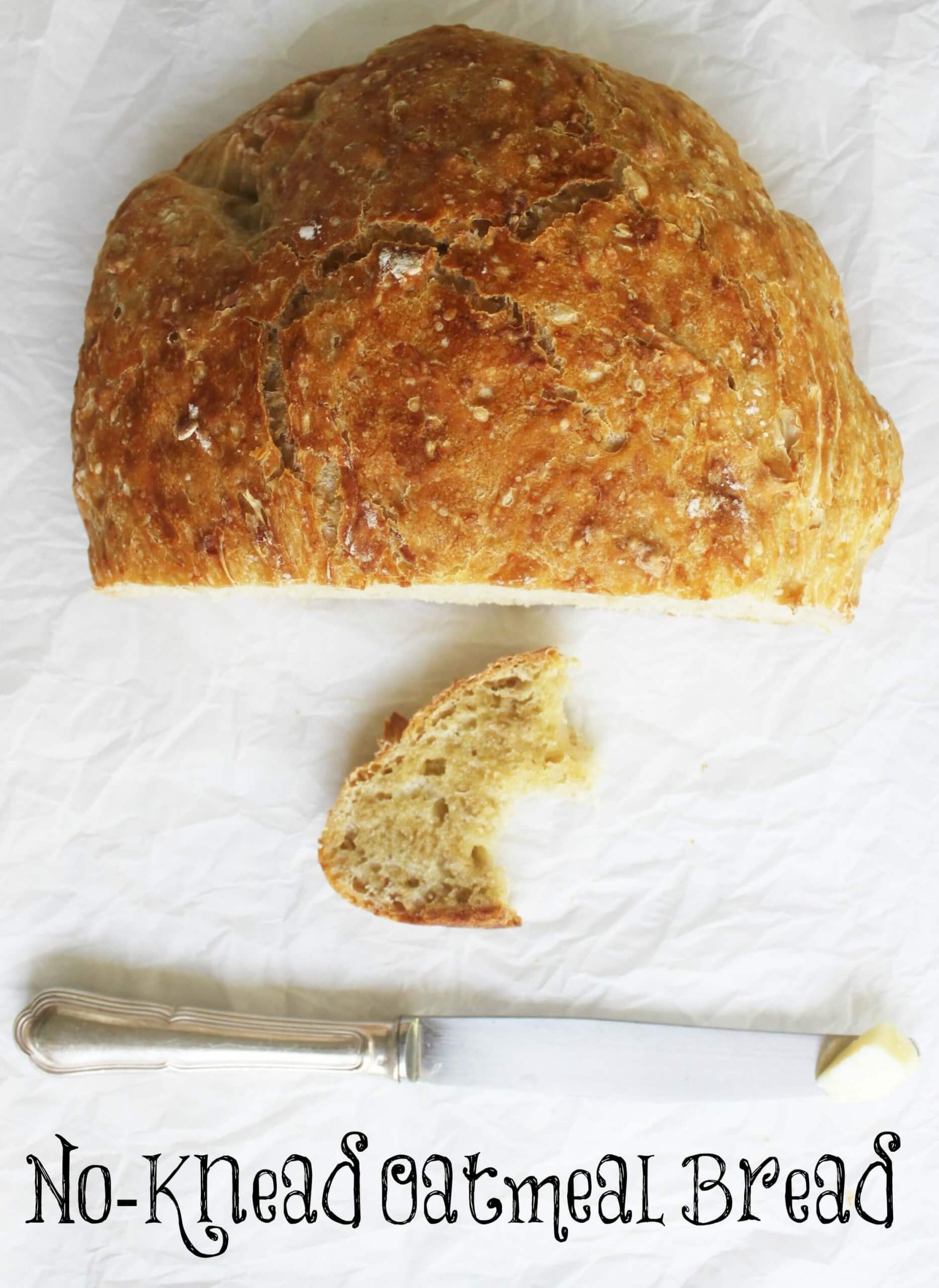 No-Knead Oatmeal Bread overhead 