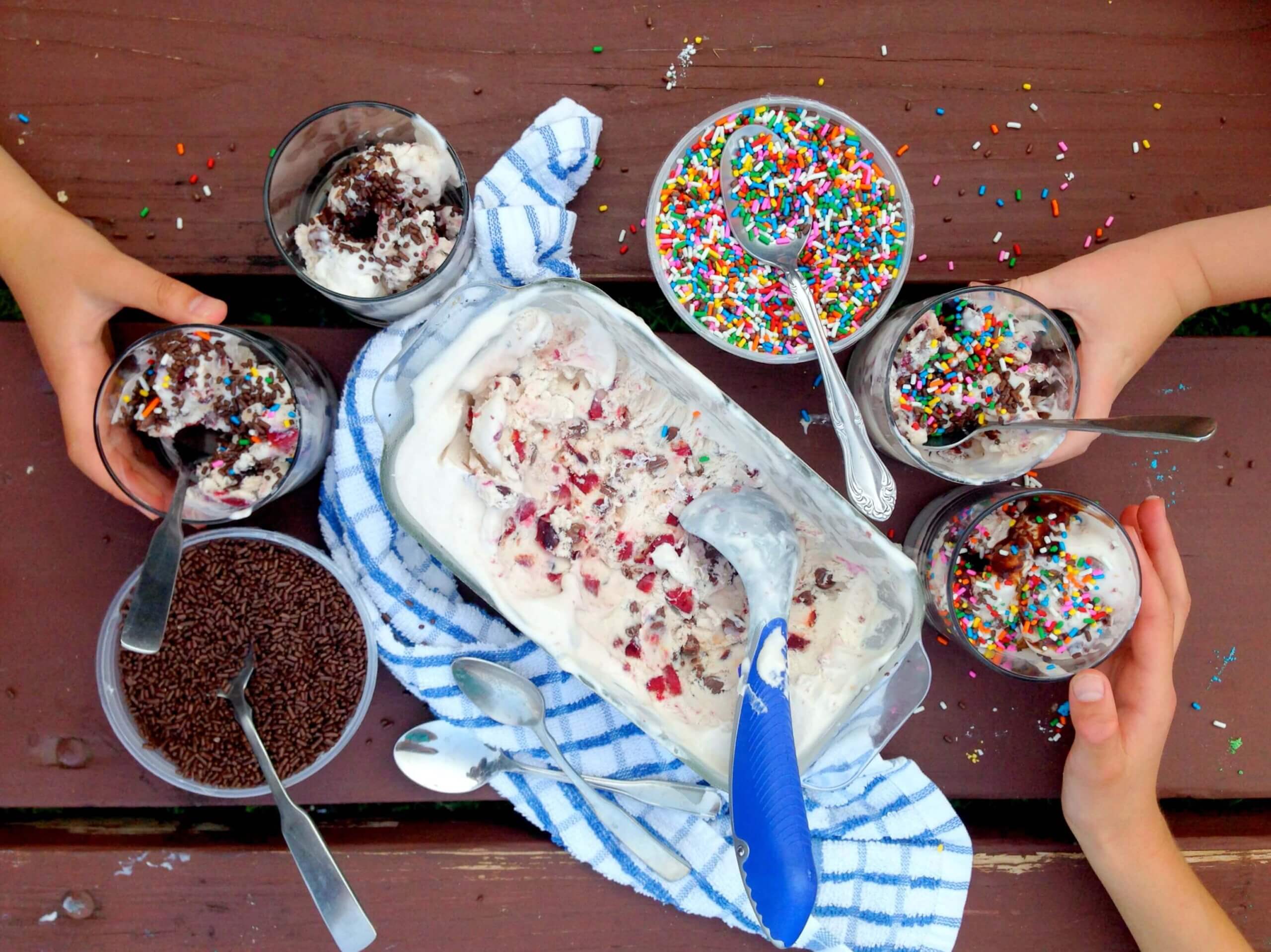 No-Churn Cherry Chocolate Chip Ice Cream: Kid-friendly, easy to customize and doesn't require the use of an ice cream maker!