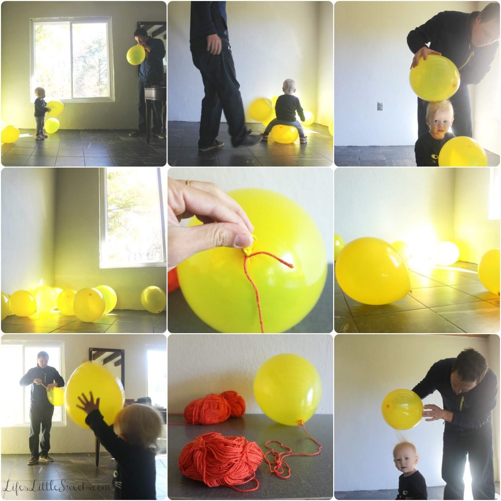 Step 2 of how to make DIY Halloween treat bowls photo collage, blowing up balloons