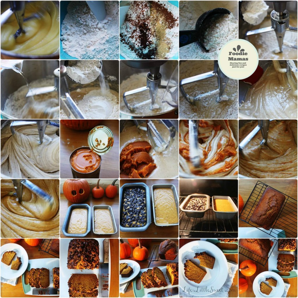 Pumpkin Spice Bread grid collage process photo.