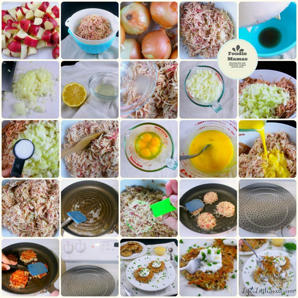 Gluten-Free Potato Pancakes collage grid showing the recipe process