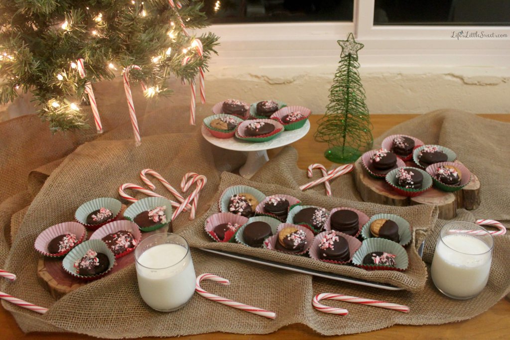 Mocha and Chocolate Covered Holiday Cookies on wood table
