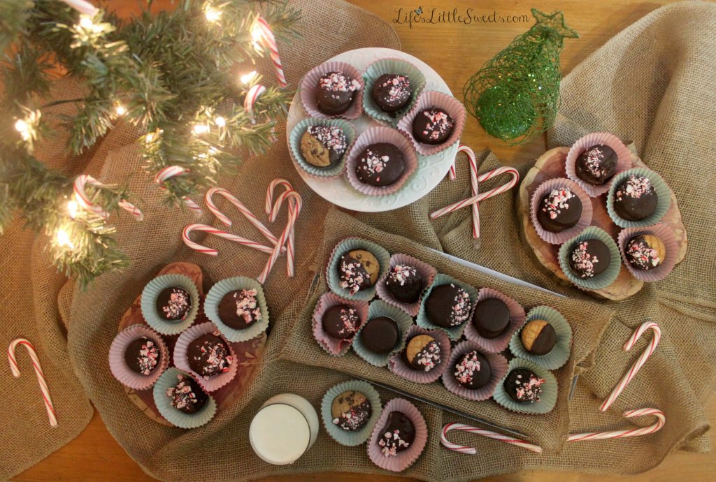 Mocha and Chocolate Covered Holiday Cookies on a wood table top
