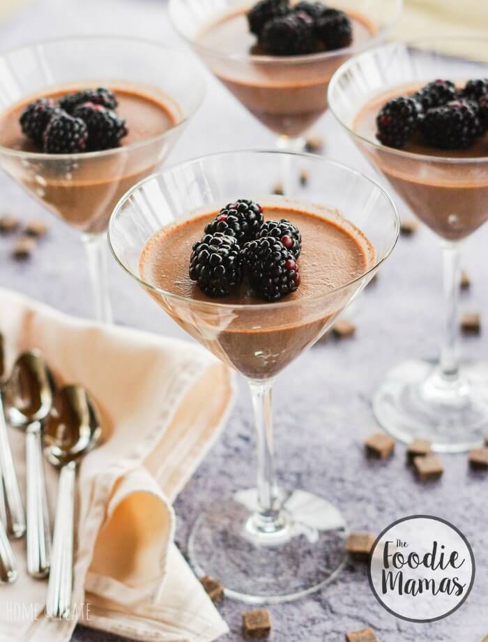 Dark Chocolate Panna Cotta with Fresh Blackberries from Home and Plate #FoodieMamas