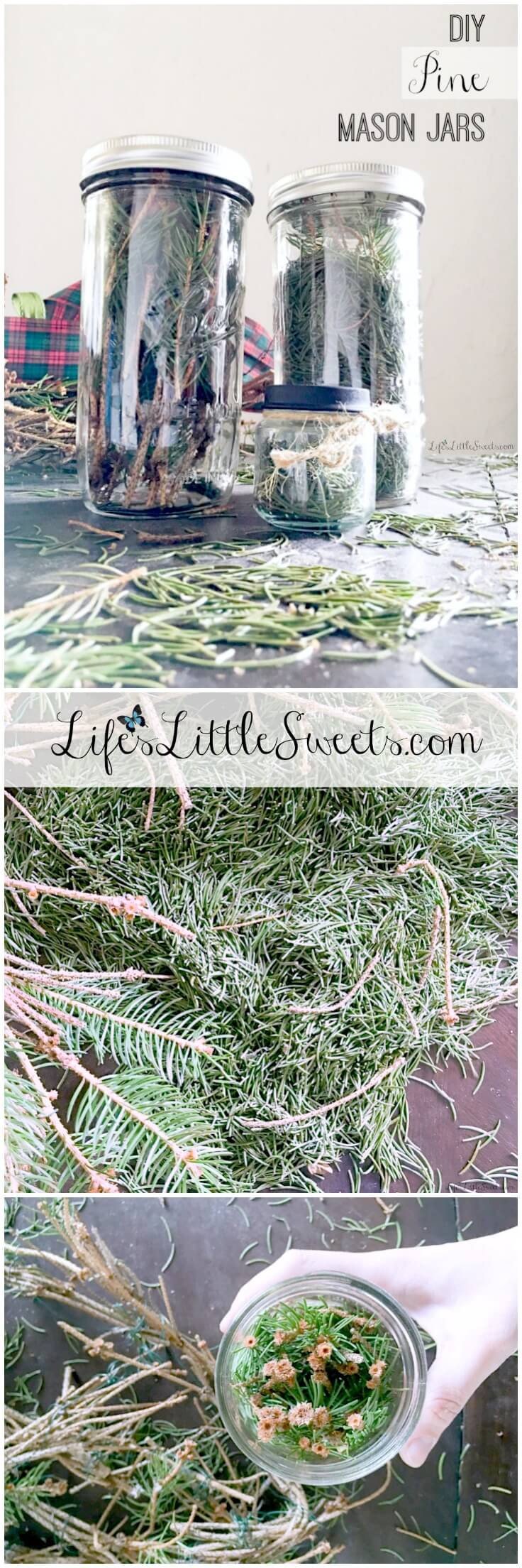 What do you do with that dried out Christmas tree, wreath or garland? Make DIY Pine Mason Jars of course! This resourceful DIY makes a wonderfully scented keepsake of winter holiday memories. Even if those decorations are long gone, just use dry pine twigs, to enjoy the fragrant scent of pine in your home!