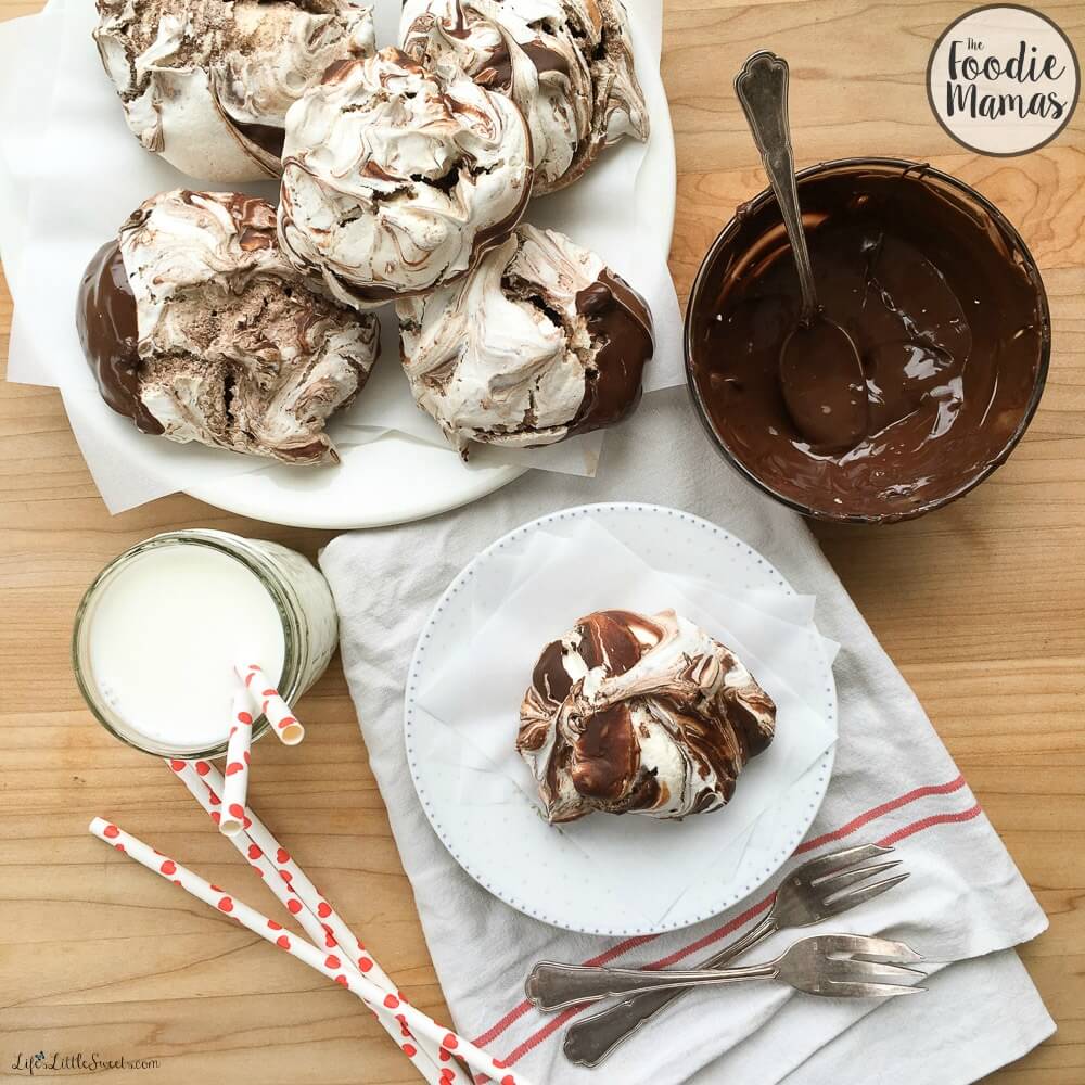 Chocolate Swirl Meringue Cookies have only 5 ingredients and are a decadent alternative to a traditional cookie. Be sure to check out the other #FoodieMamas Chocolate recipes in the roundup!