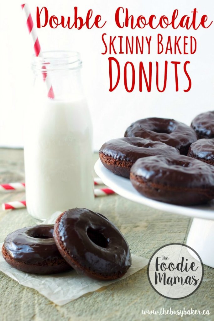 Double Chocolate Skinny Baked Donuts from Chrissie at The Busy Baker #FoodieMamas