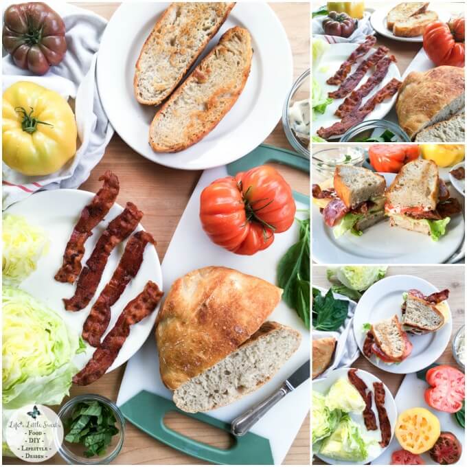 This Rustic BLT Sandwich is an ode to the the classic BLT with a rustic twist. It has homemade, no-knead bread, heirloom tomatoes, savory Applewood smoked bacon, crisp Iceberg lettuce and basil mayonnaise. This Rustic BLT Sandwich with its emphasis on whole ingredients and delicious flavor is inspired by DISH from Rachael Ray™ Nutrish®. #ad #MyNutrishDish #CollectiveBias