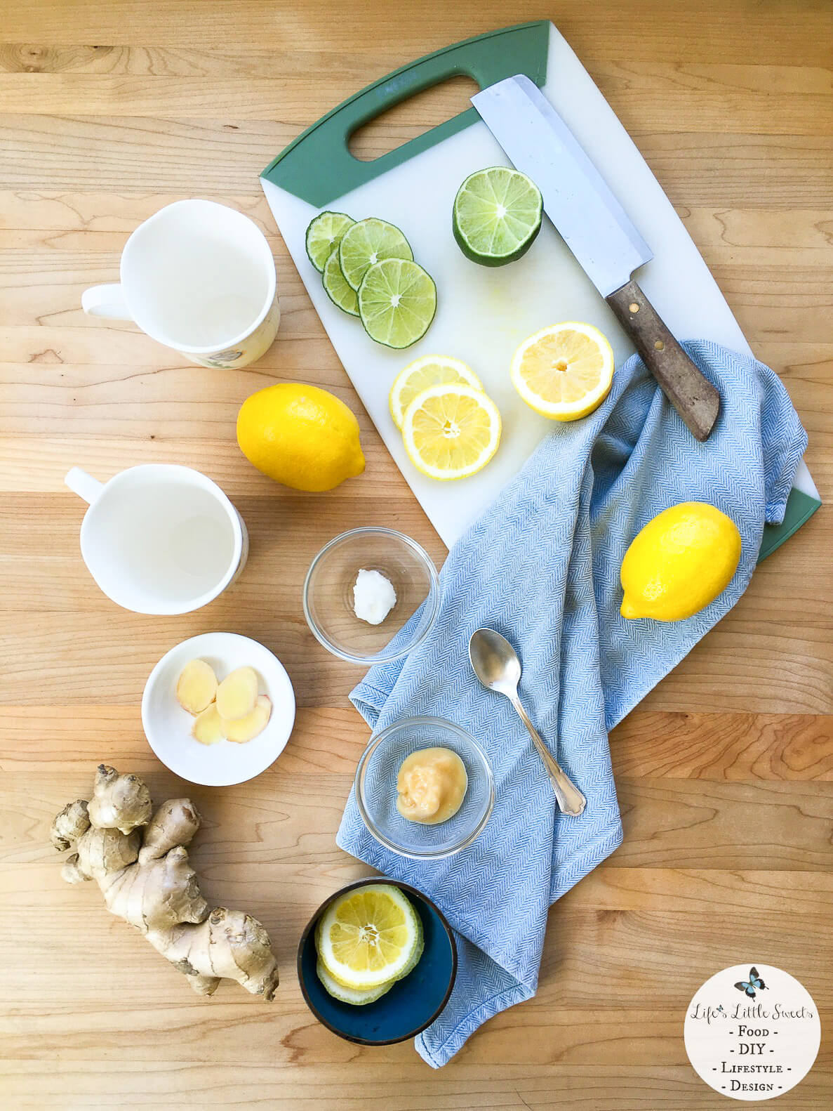 Citrus Honey Ginger Tea is an invigorating, fresh, hot, tea drink to help banish winter health woes and it is our go-to cold & flu remedy. #citrus #lemon #lime #ginger #coconutoil #tea #coldremedy 