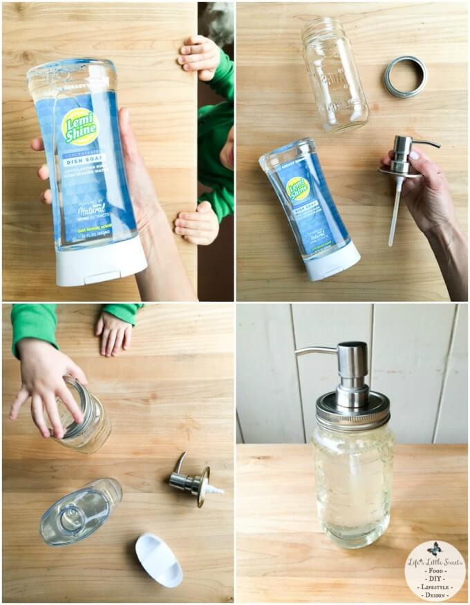 DIY Mason Jar Soap Dispenser with Lemi Shine - You only need 3 materials to complete this simple and resourceful DIY Mason Jar Soap Dispenser. I am sharing my review of the Lemi Shine products that I tried and coupons for several Lemi Shine products too! #ad #SpringtimeCleantime #CleanFreakClean