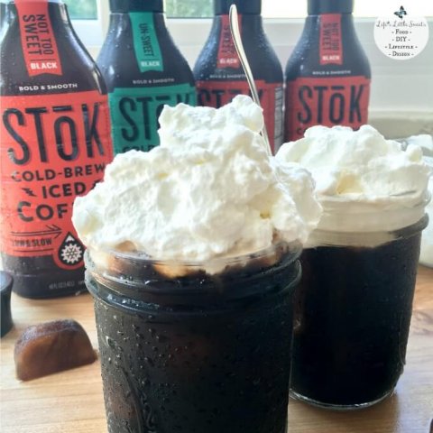 Close Up of Whipped Cream Cold-Brew Iced Coffee has cold-brew iced coffee ice cubes with lofty homemade Vanilla Whipped Cream. Enjoy SToK™ Cold-Brew Iced Coffee unsweetened, vanilla, mocha or not too sweet. I share my recipe and tutorial. See what my husband Eric's new passion project is and how his creativity inspires me :) #ad #SToKCoffee #cbias #CollectiveBias