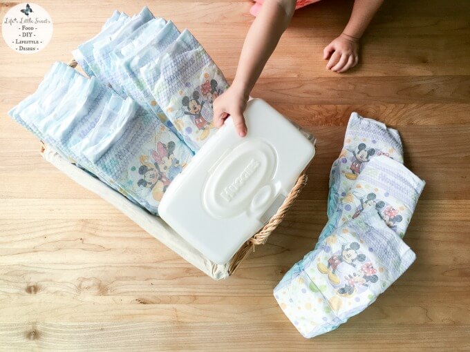 This DIY Diaper Basket and Toy Organization Project is a fun way to spend time with your toddler and clean up the house at the same time! See how we make a DIY Diaper Basket for our toy area together using Huggies Little Movers! Check out the before and after pictures of our toy area and get motivation to clean up & organize your toy area today! #MyLittleMover #ad #linqia