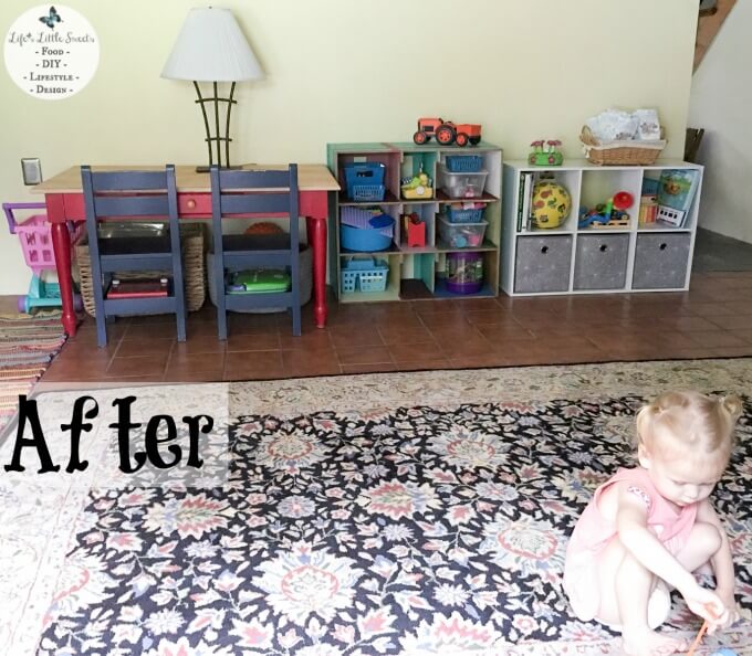 This DIY Diaper Basket and Toy Organization Project is a fun way to spend time with your toddler and clean up the house at the same time! See how we make a DIY Diaper Basket for our toy area together using Huggies Little Movers! Check out the before and after pictures of our toy area and get motivation to clean up & organize your toy area today! #MyLittleMover #ad #linqia
