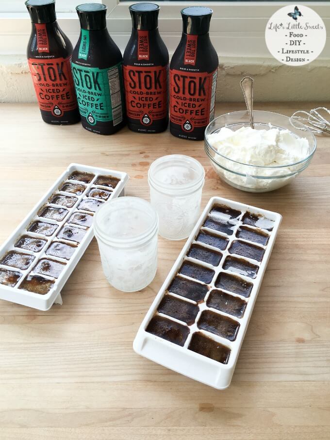 Gather Your Ingredients - Whipped Cream Cold-Brew Iced Coffee has cold-brew iced coffee ice cubes with lofty homemade Vanilla Whipped Cream. Enjoy SToK™ Cold-Brew Iced Coffee unsweetened, vanilla, mocha or not too sweet. I share my recipe and tutorial. See what my husband Eric's new passion project is and how his creativity inspires me :) #ad #SToKCoffee #cbias #CollectiveBias