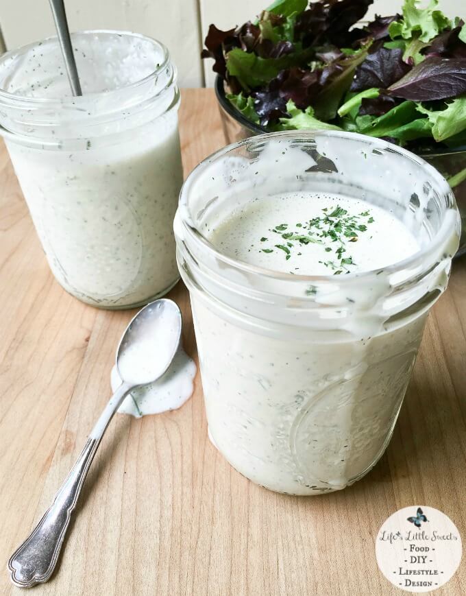 This Homemade Buttermilk Ranch Dressing is creamy, tangy and flavorful. It is the perfect accompaniment to a fresh salad or pair it with a vegetable platter for dipping. This Homemade Buttermilk Ranch Dressing recipe is your go-to zesty dressing since it has just 10 ingredients and takes only 5 minutes to make!