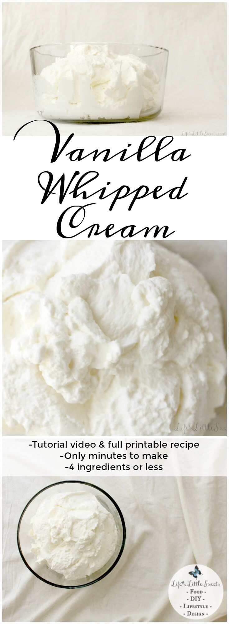 (Video) Vanilla whipped cream, also called vanilla Chantilly cream, is the perfect topping to a dessert, ice cream or even a coffee drink.