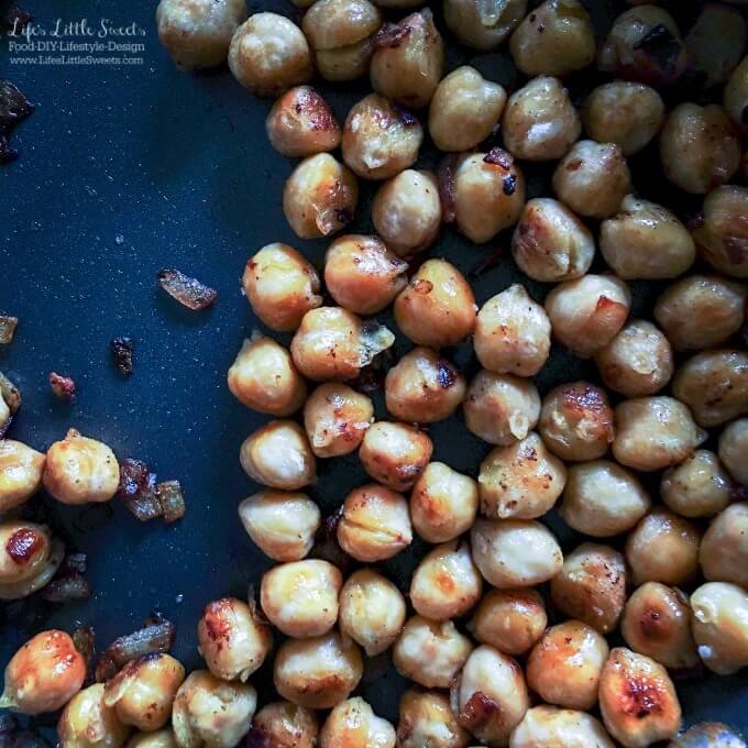 Pan-Fried Chickpeas are an easy side to throw together or can be used sprinkled over a salad, in wrap or taco. Try this as a new way to serve up chickpeas!