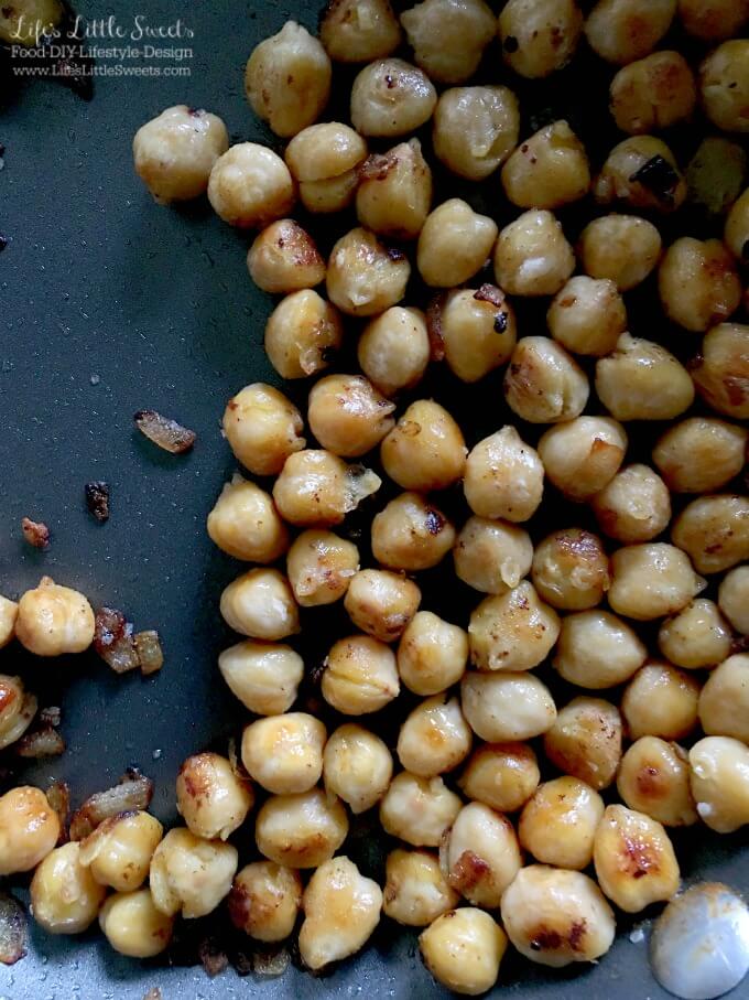 Pan-Fried Chickpeas are an easy side to throw together or can be used sprinkled over a salad, in wrap or taco. Try this as a new way to serve up chickpeas!