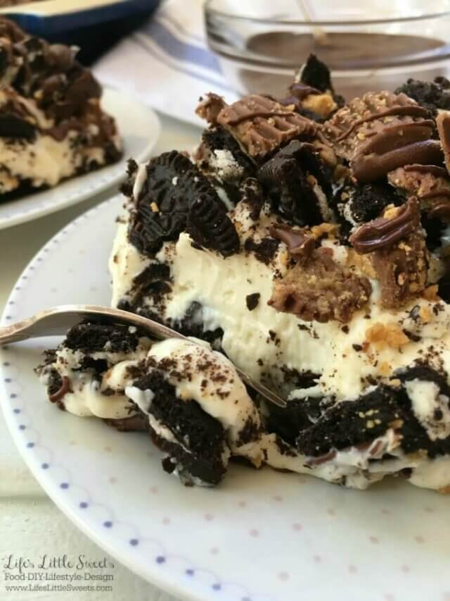 One-Pan Peanut Butter Cup Oreo No Bake Cheesecake Story