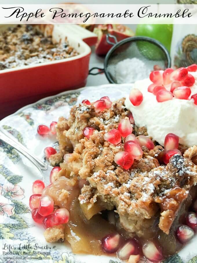 Apple Pomegranate Crumble with Whipped Cream | Life's Little Sweets for SoFabFood.com