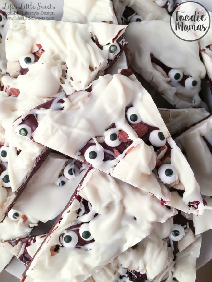 ? This Halloween Fruit and Nut Chocolate Mummy Bark is a fast & easy recipe, perfect for your next Halloween gathering! Be sure to check out all 5 spooktacular #FoodieMamas recipes in the recipe roundup!