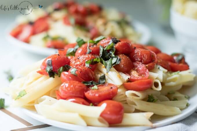 Pan-Fried Tomatoes are a tasty side dish to go with dinner, you can have them over a salad or with crackers and cheese for an appetizer. #friedtomatoes #tomatoes #grapetomatoes #cherrytomatoes #basil #pasta #vegan #glutenfree #oliveoil