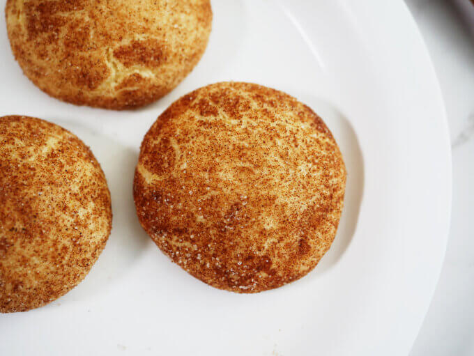 Perfect Snickerdoodle Cookies on a white plate