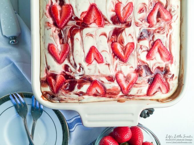 ? This Brownie Bottom Marbled Strawberry Cheesecake is so fruity, chocolate-y and full of cheesecake goodness. This is a one-pan dessert that is perfect to bring to the Thanksgiving dessert table because it feeds a crowd with 12 servings. I use Smucker's Fruit & Honey Strawberry Fruit Spread in the marbled cheesecake layer with yummy results! #ad #EasyHolidayEats #CollectiveBias @Smuckers @Walmart