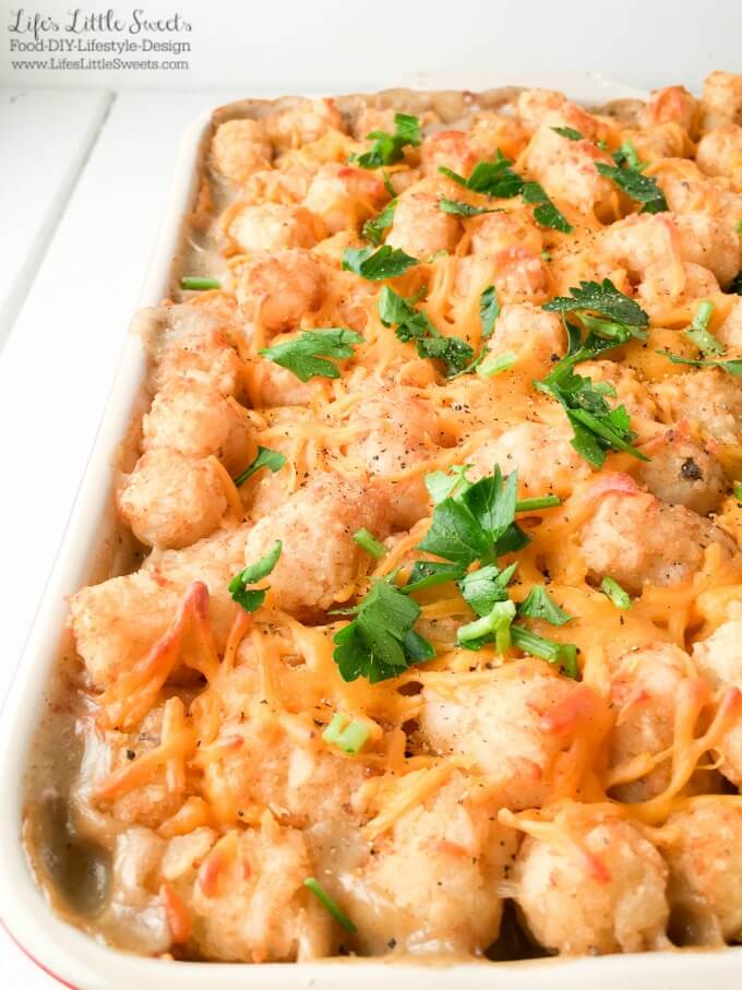 This Classic Homemade Tater Tot Casserole is made from scratch without the use of canned soup. It's creamy, comforting and a delicious, one-dish dinner, sure to be a family favorite!