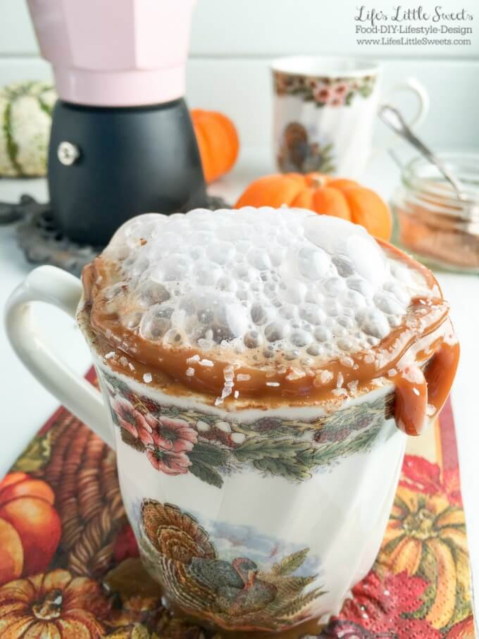 ☕ This Salted Caramel Pumpkin Spice Latte (DF + GF) will keep you warm and cozy through the Fall and Winter days and holidays. I use Silk® Half Gallon Almond Milk or Coconut Milk to make this dairy-free! (Serves 2)