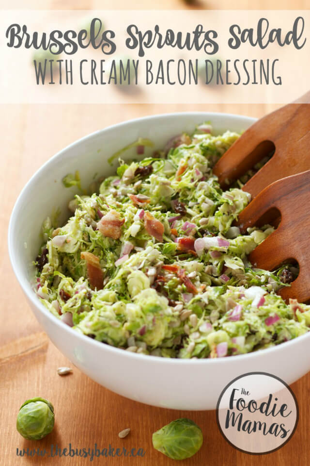 Brussels Sprouts Salad with Creamy Bacon Dressing | Chrissie Baker of The Busy Baker - 14 Incredible Holiday Side Dish Recipes #FoodieMamas