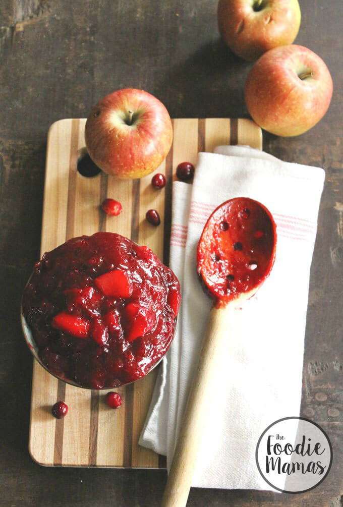 Spiced Apple Cranberry Sauce with Rye | Trish of Rhubarbarians - 14 Incredible Holiday Side Dish Recipes #FoodieMamas