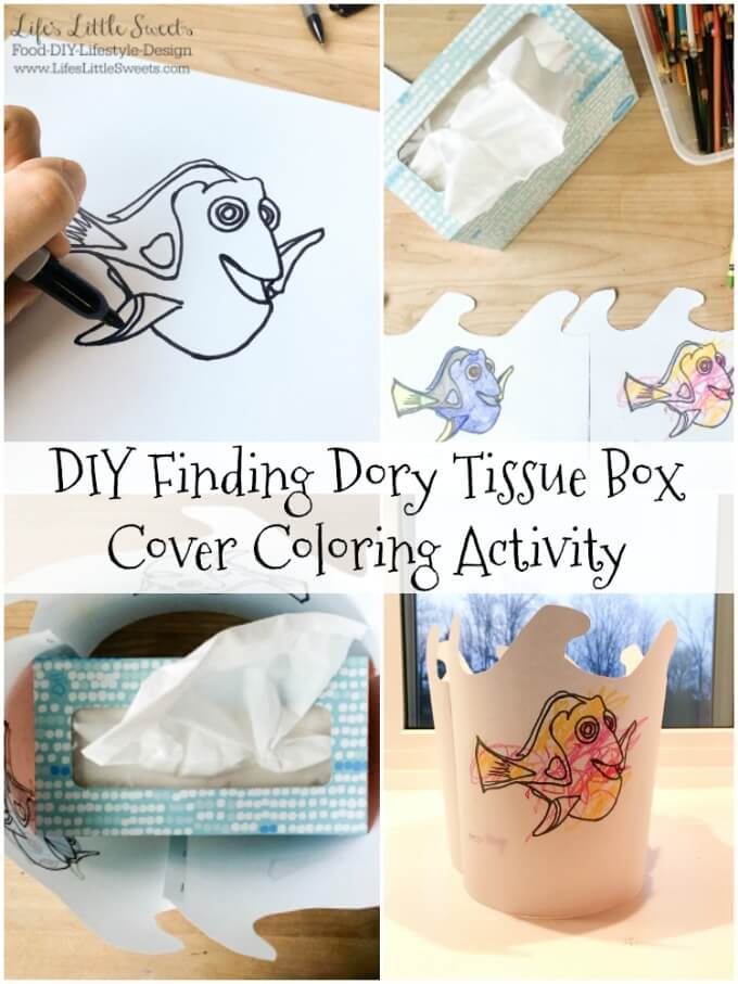 DIY Finding Dory Tissue Box Cover Coloring Activity @bjswholesale #ad #FamilyMovieWithKleenex #CollectiveBias