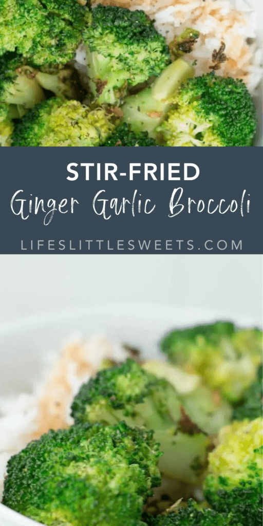 stir fried ginger garlic broccoli with text overlay