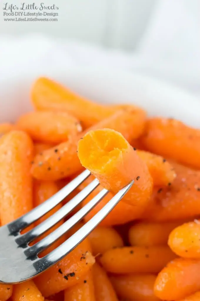 These Easy Braised Baby Carrots are a great side dish with dinner. They are tender and savory and seasoned simply with salt, pepper and butter. (vegan option)