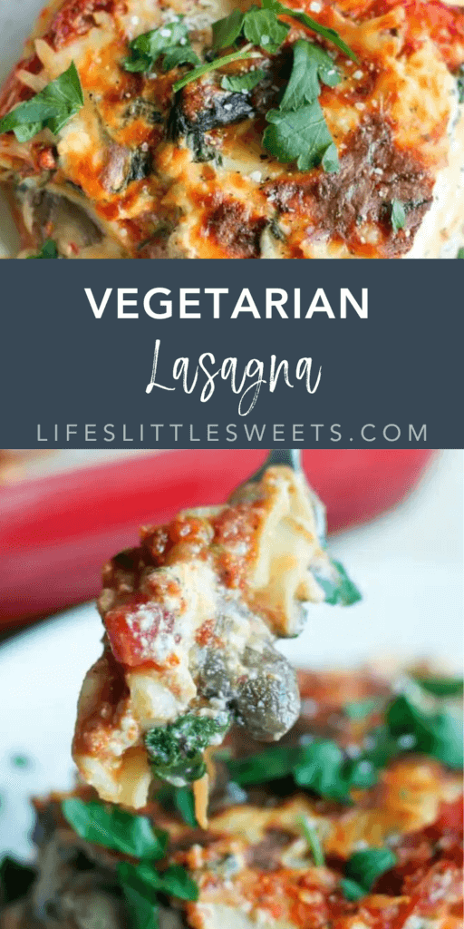 Vegetarian Lasagna with text overlay