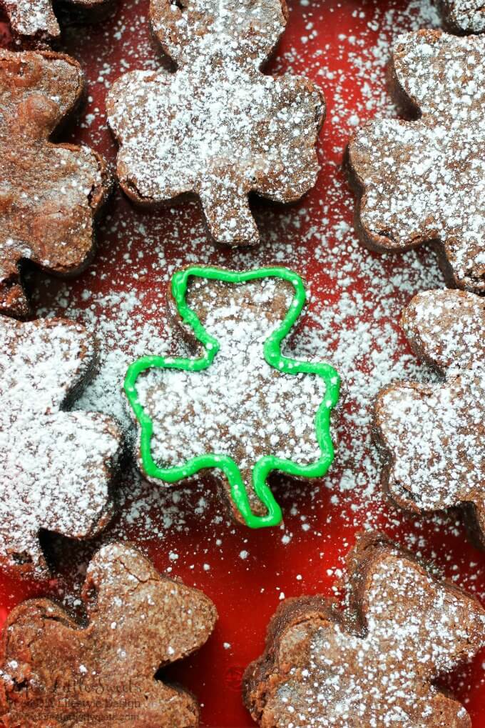 St. Patrick's Day Shamrock Shaped Brownies www.LifesLittleSweets.com