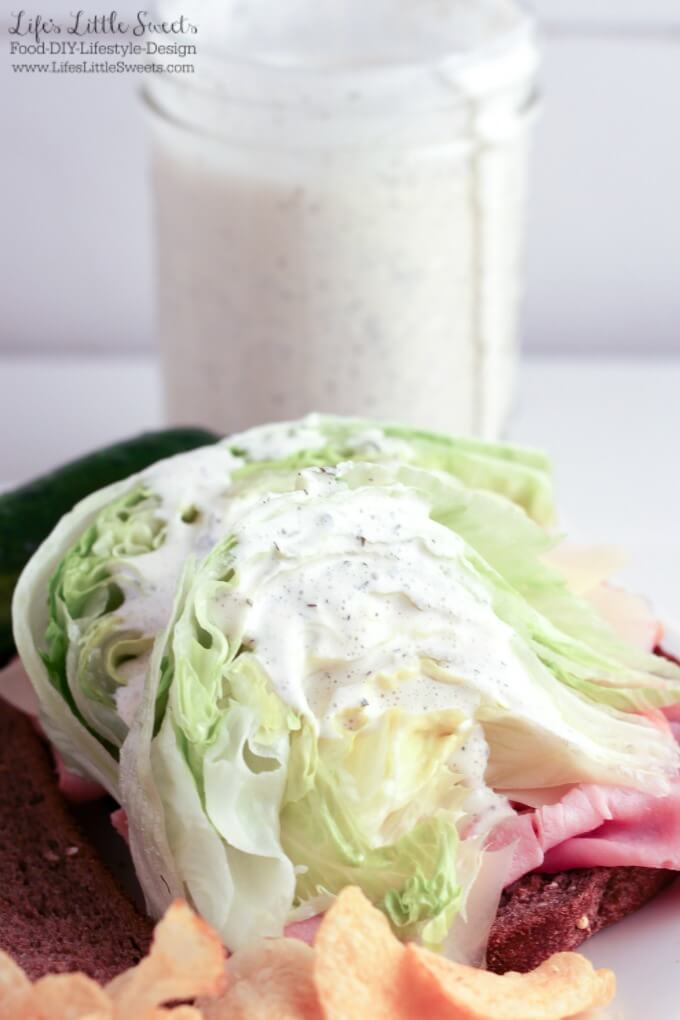 This Wedge Salad Ham and Swiss Sandwich with Homemade Ranch Dressing has all the crisp freshness of a wedge salad with Iceberg lettuce. You can use Hellmann's Real Mayonnaise® alone or optionally, this sandwich includes a recipe for Homemade Ranch Dressing which includes Hellmann's Real Mayonnaise® and goes so well with Hillshire Farms® Thin Sliced Honey Ham & Pepperidge Farm® bread! #ad #SandwichWithTheBest #CollectiveBias @Walmart @hillshirefarm @hellmanns @PepperidgeFarm
