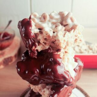 Chocolate-Dipped Cherrios Marshmallow Treats www.LifesLittleSweets.com