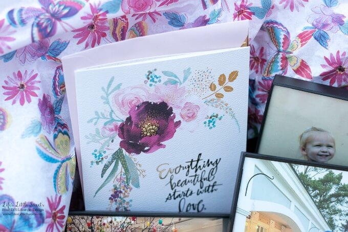 Card | This DIY Mother's Day Care Package is a perfect, thoughtful gift for a Mother in your life! Fill a box with special, framed photos and you can complete your package with a Hallmark Signature card. #ad #HallmarkForMom #CollectiveBias @walmart www.LifesLittleSweets.com