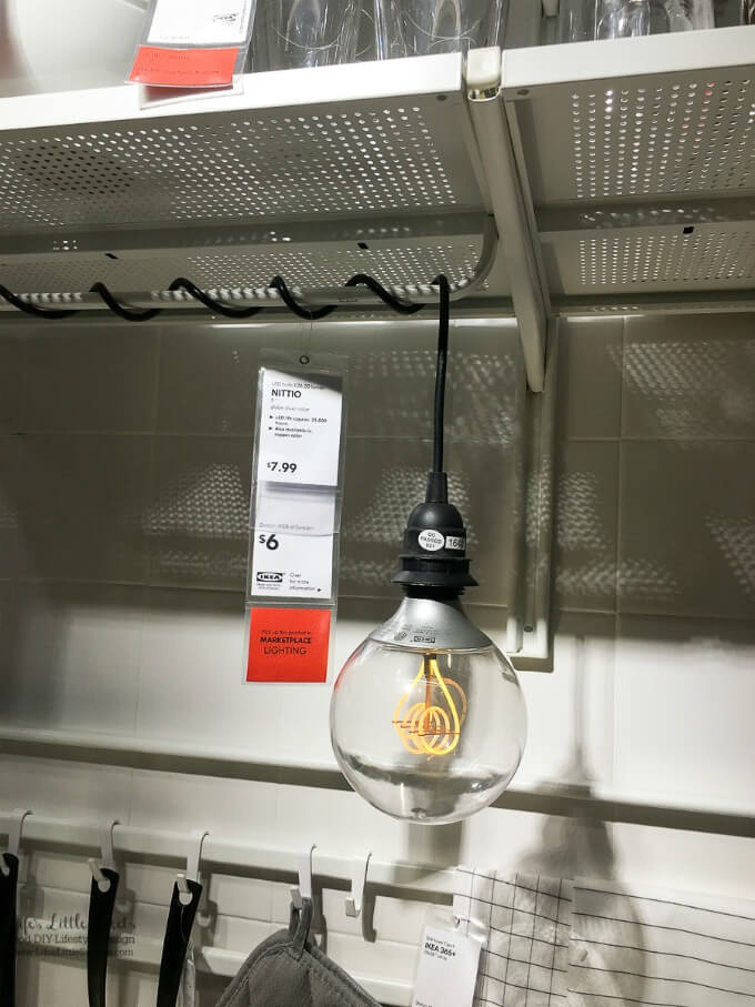 Edison-style round light bulb | Kitchen Renovation IKEA Kitchen Inspiration - Our family recently took a trip to IKEA to check out their kitchens and get inspiration for our own ongoing kitchen renovation.