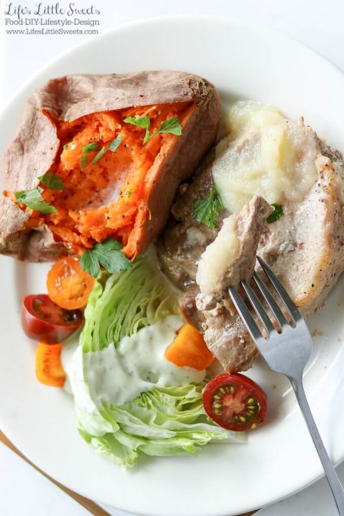 Marinated Pork Roast with Wedge Salad and Baked Sweet Potatoes Dinner is a savory, a little sweet and fresh dinner, perfect for when you need dinner on the table in 30 minutes. This recipe has Smithfield® Marinated Fresh Pork. #ad #RealFlavorRealFast #CollectiveBias @walmart