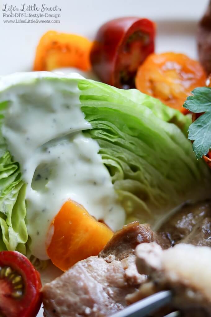 Marinated Pork Roast with Wedge Salad and Baked Sweet Potatoes Dinner is a savory, a little sweet and fresh dinner, perfect for when you need dinner on the table in 30 minutes. This recipe has Smithfield® Marinated Fresh Pork. #ad #RealFlavorRealFast #CollectiveBias @walmart