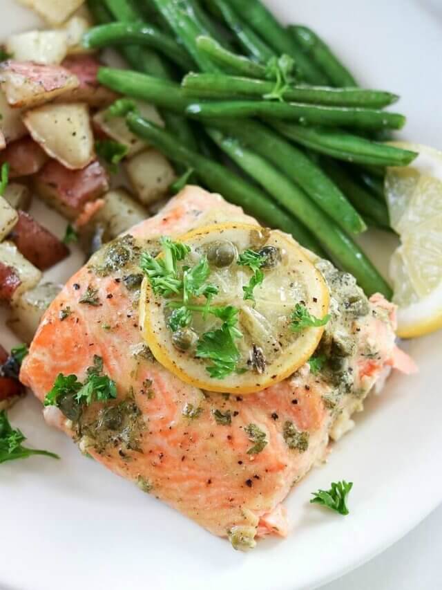 Baked Dijon Lemon Caper Salmon Dinner Story