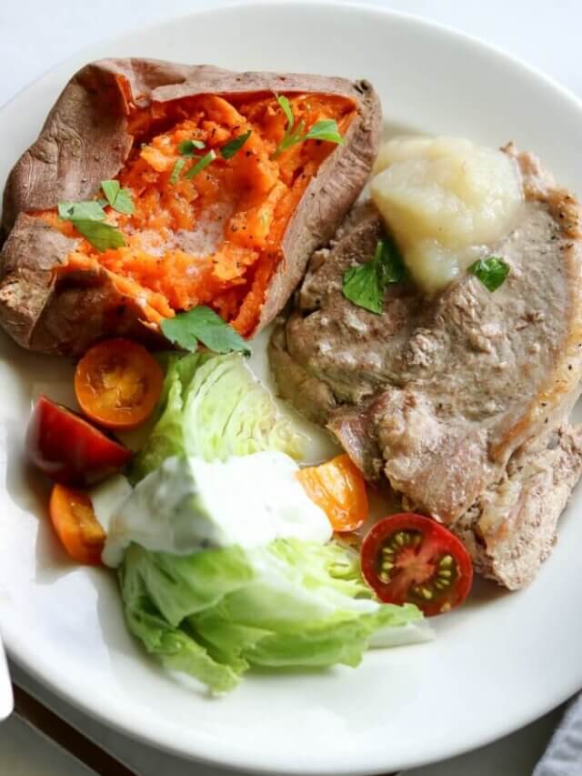 Marinated Pork Roast with Wedge Salad and Baked Sweet Potatoes Story