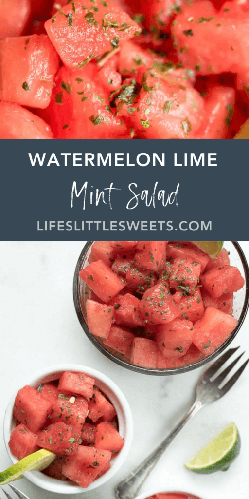Watermelon Lime Mint Salad with text overlay